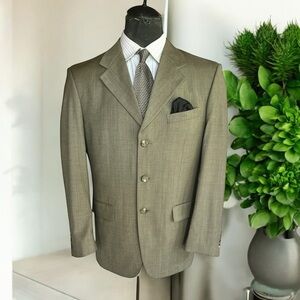 Albert Nipon Olive/ Tan Sport Coat with Notched Lapels and Classic Fit